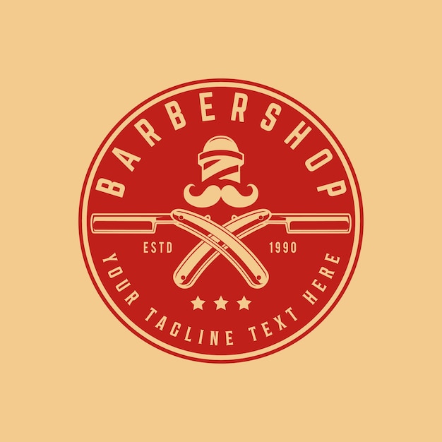 Vintage barber shop badge logo