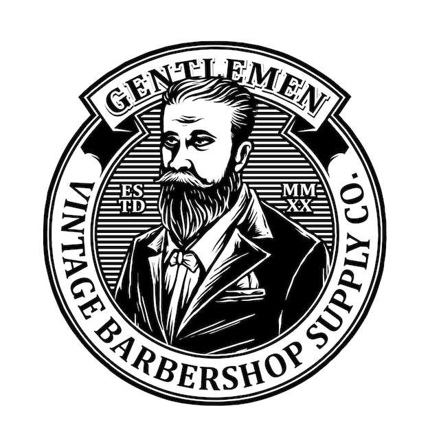 vintage barbershop emblem logo