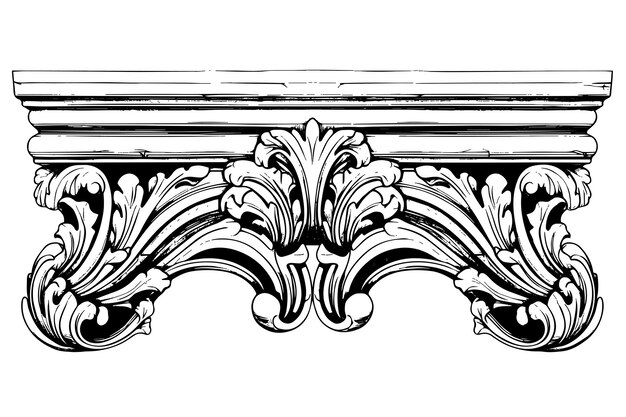 Vintage Baroque Ornamentation Intricate Vector Illustrations of Architectural Stucco Details Element