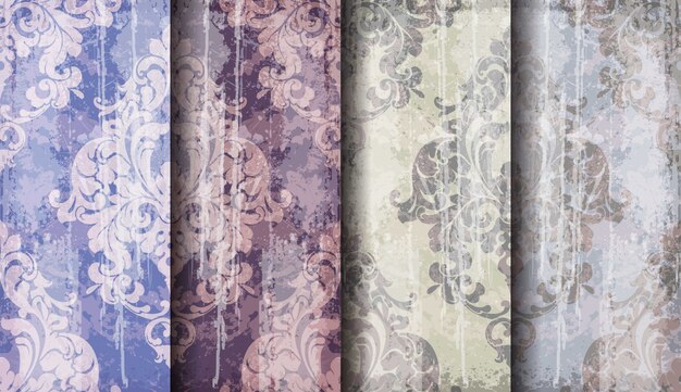 Vector vintage baroque victorian pattern set