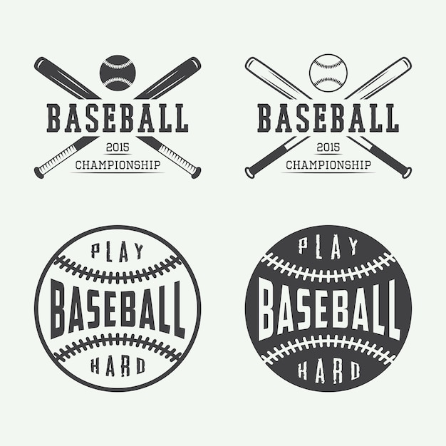 Vintage baseball emblems, badges