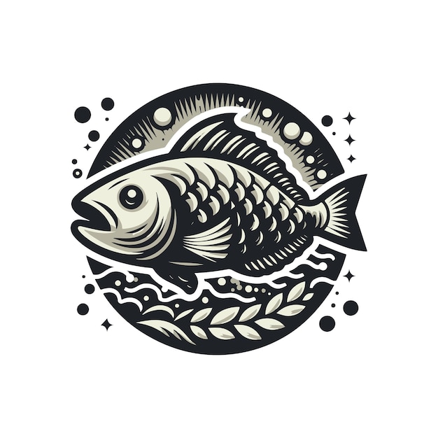 Vintage bass fish concept