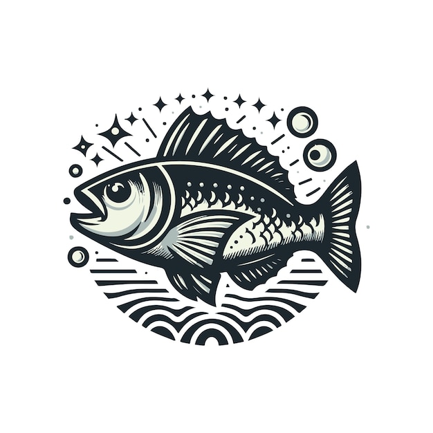 Vintage bass fish concept