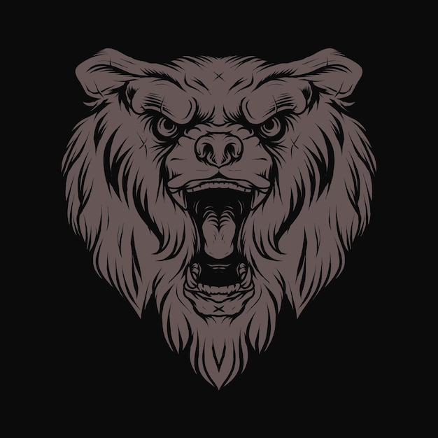 Vintage Bear head Illustration 