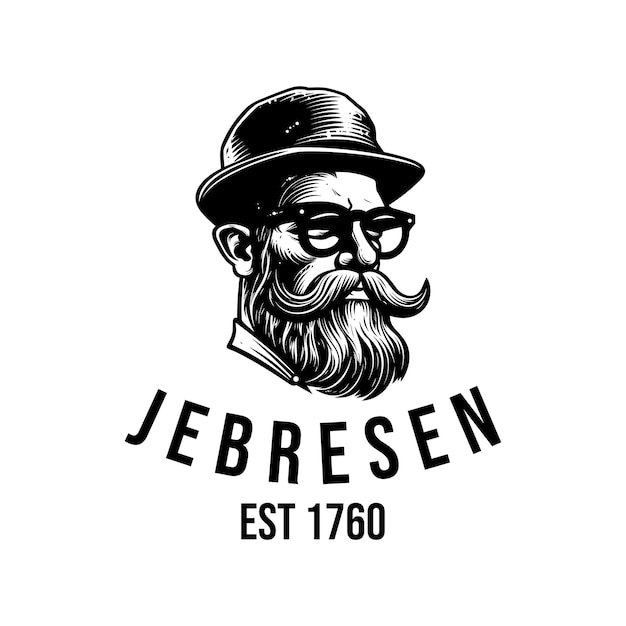 Vintage beard man logo vector design