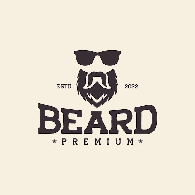 Vintage beard man with sunglasses logo design vector graphic symbol icon illustration creative idea