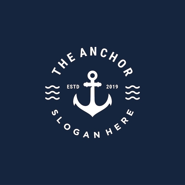 vintage bedge anchor vector logo design template