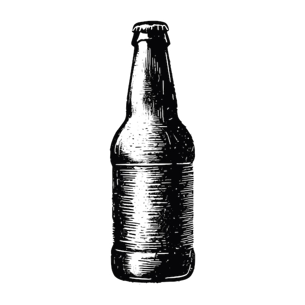 Vector vintage beer bottle engraved illustration