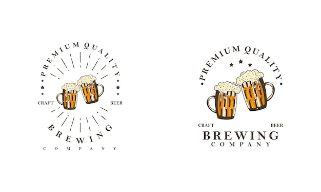 Vintage beer logo template vector illustration