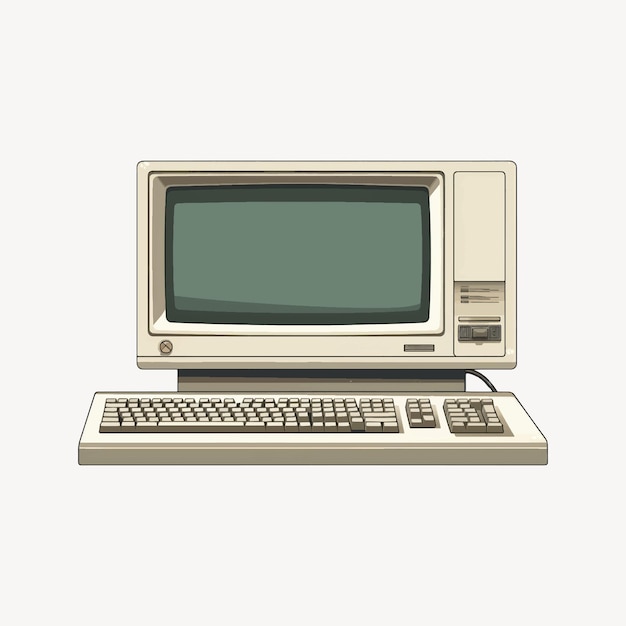 Vintage beige desktop computer illustration