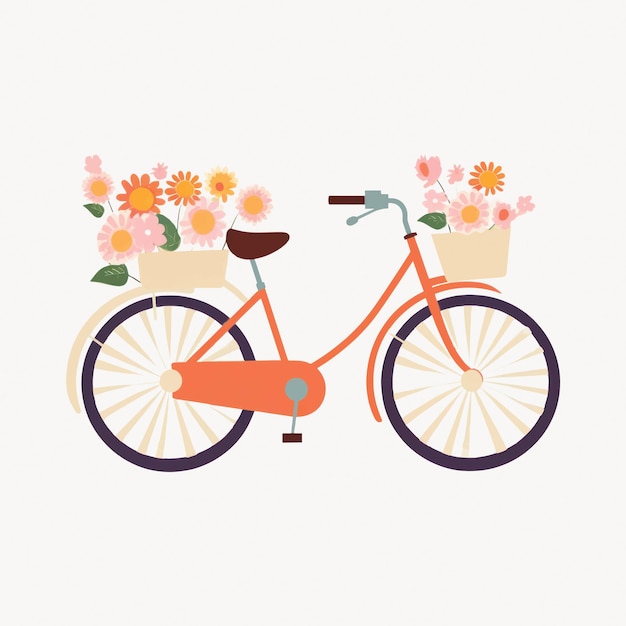 Vector vintage bicycle with flower baskets