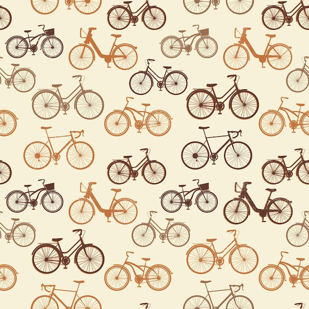 Vintage bicycles seamless pattern