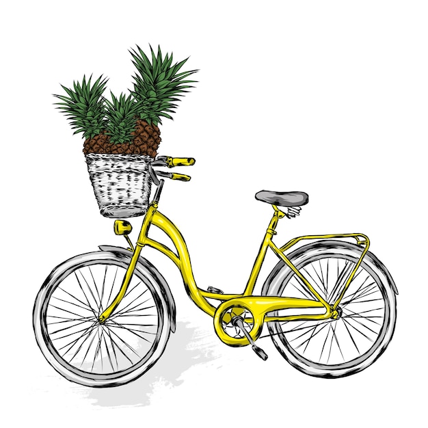 Vintage bike with pineapples