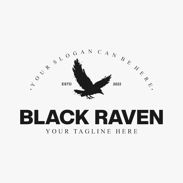 Vintage black raven logo