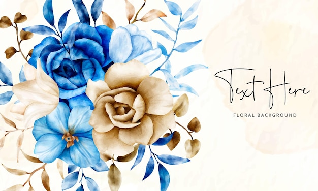 vintage blue and brown floral background template