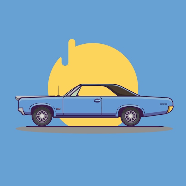 Vintage Blue car illustration