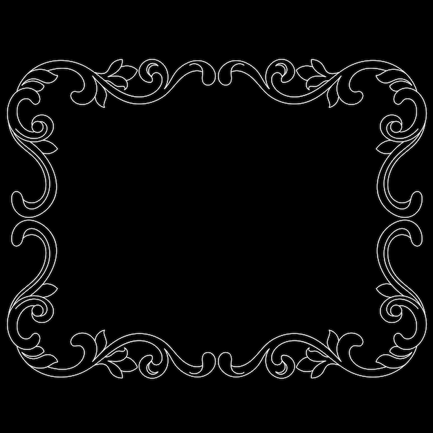 Vintage border frame engraving with retro ornament pattern in antique baroque style. Vector.