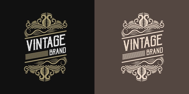 Vector vintage border western antique logo hand drawn retro   illustration