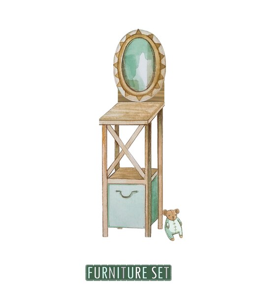 Vector vintage boudoir with mirror.