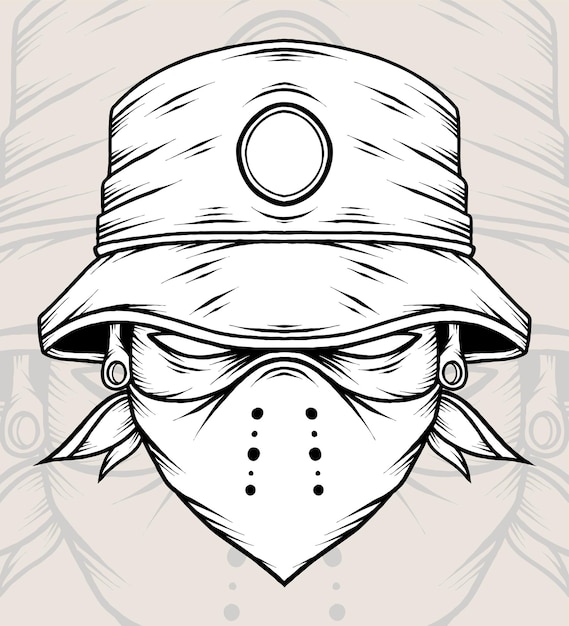 Vintage Bucket Hat Gangster Vector