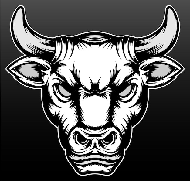 Vintage bull head hand drawn illustration design