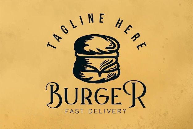 Vintage burger, fast food logo