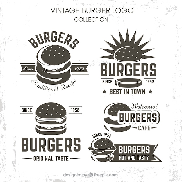 Vector vintage burger logo set