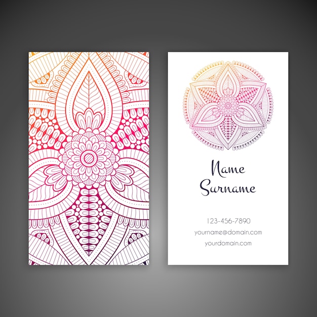 Vintage business card with shiny mandala