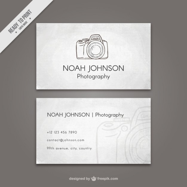 Vector vintage business card with sketchy camera