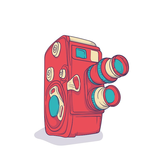 Vintage camcorder template design with two lens in hand drawn design