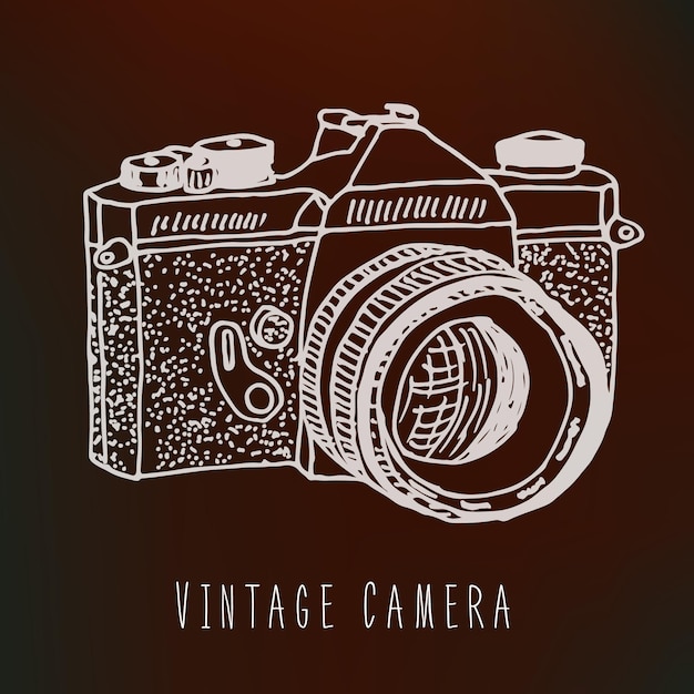 Vintage camera hand drawn logo for print tshits poster