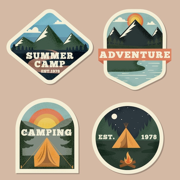 Vintage camping & adventures badges collection