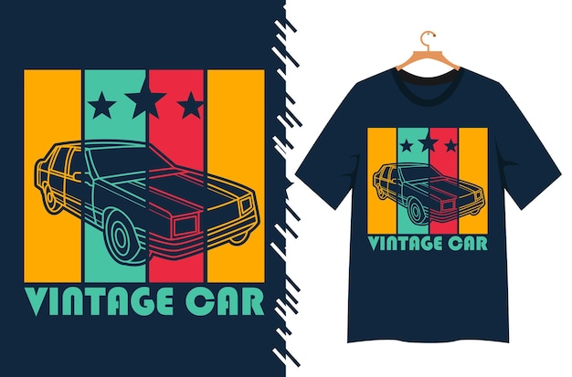 vintage car illustration for t shirt design