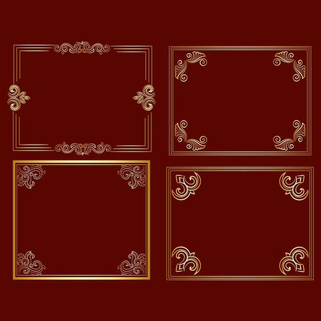 Vintage card frame with golden floral ornament border isolated floral backgroundGolden luxury reali