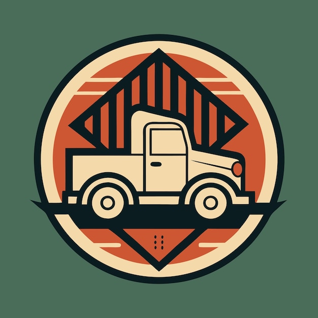 Vector vintage cargo logistic truck retro rustic hand drawn