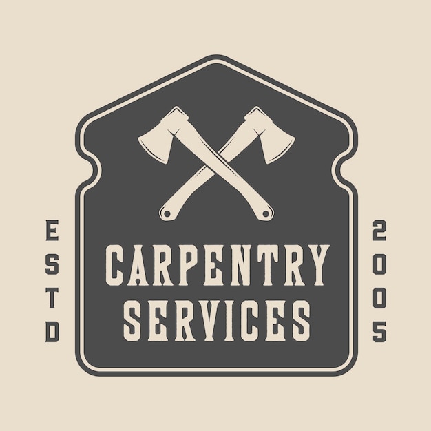 Vintage carpentry woodwork and mechanic label badge emblem and logo Vector illustration