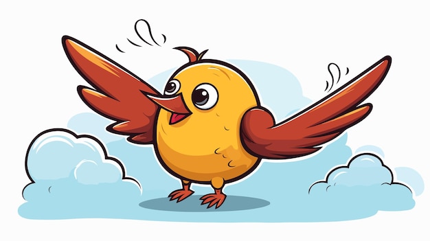 Vector vintage cartoon bird with speech bubble in flight