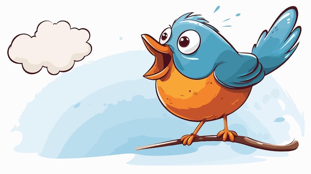 Vector vintage cartoon bird with speech bubble in flight