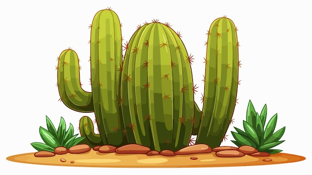 Vector vintage cartoon cactus illustration