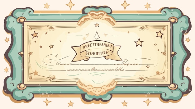 Vector vintage cartoon certificate illustration