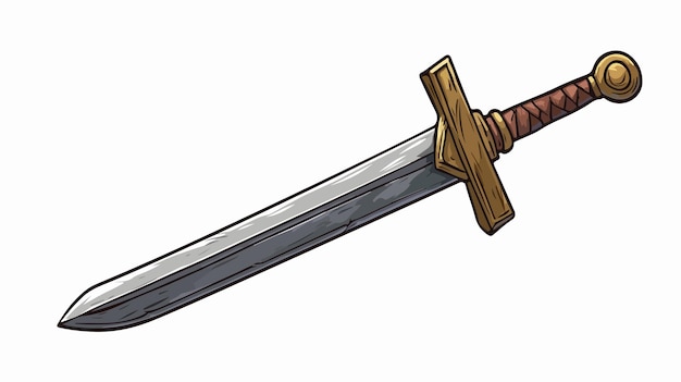 Vintage Cartoon Old Sword Vector Illustration for Designs