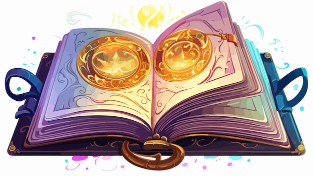 Vector vintage cartoon spell book illustration