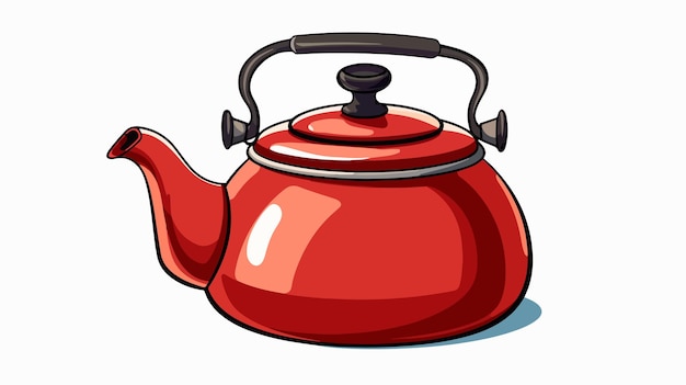 Vintage Cartoon Style Illustration of a Steaming Kettle