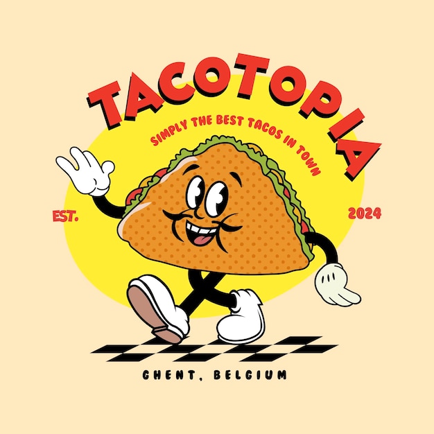 Vector vintage cartoon taco mascot vector