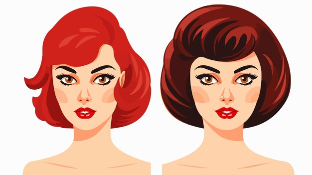 Vector vintage cartoon woman character on white background