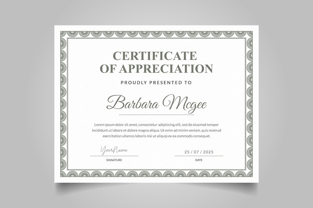 Vintage Certificate Template Design with Border for Appreciation, Award, Business, and Education Nee