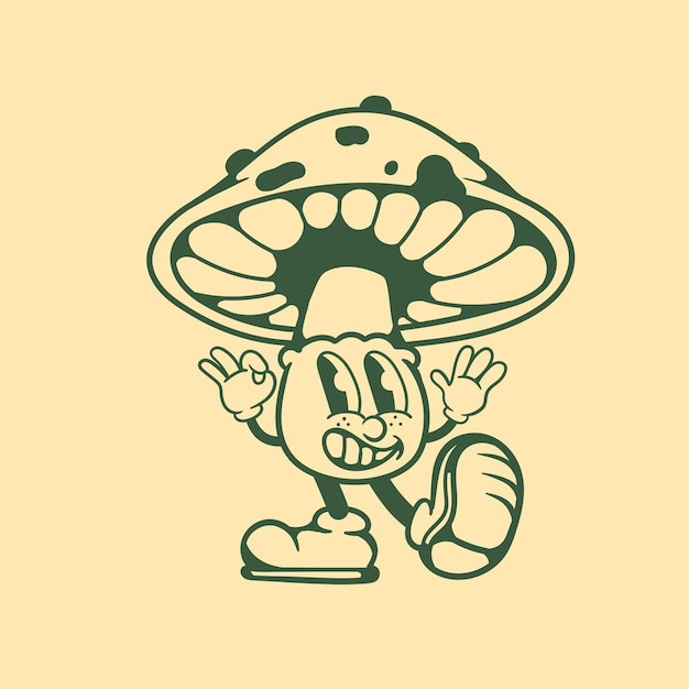 Vintage character design of mushroom