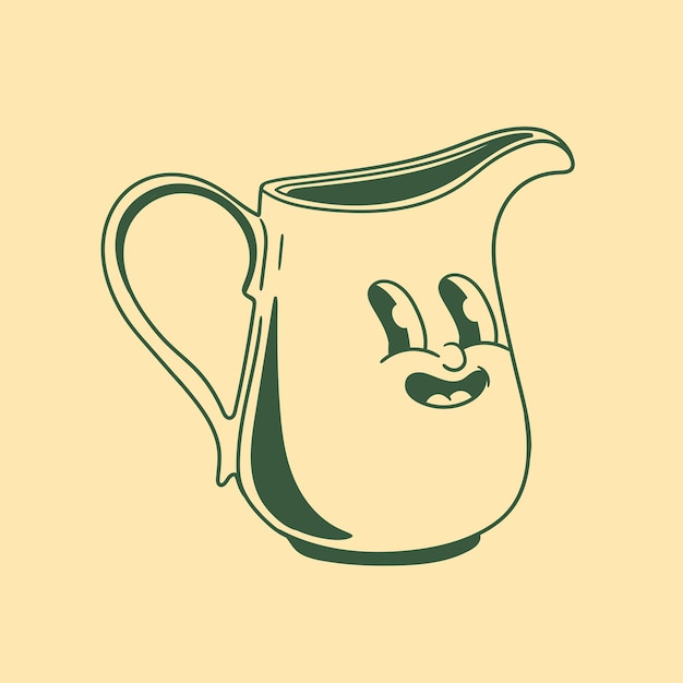 Vector vintage character design of pitcher mug