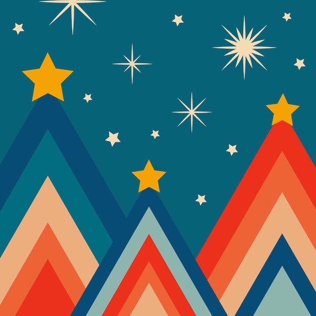 Vintage Christmas card Vector illustration