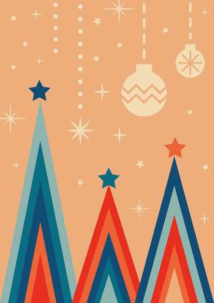 Vintage Christmas card Vector illustration